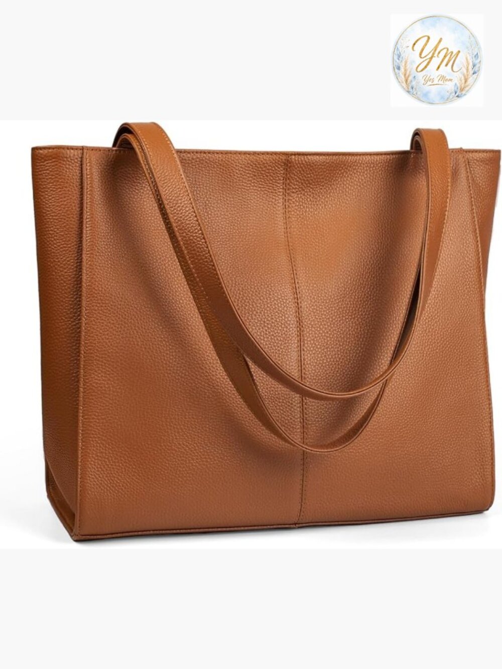 Genuine Leather Tote Bag with Laptop Compartment Satchel Handbag